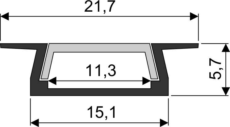 LED AL profil YPR1506 1m komplet OPAL
